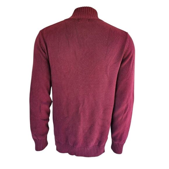 L.L. Bean Men’s M Tall Burgundy Full Zip Cotton Sweater Jacket Knit Cardigan Poc - Picture 3 of 7